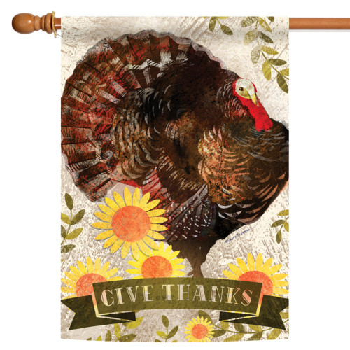 Brown and Yellow Turkey Thanksgiving Outdoor House Flag 40" x 28" - IMAGE 1