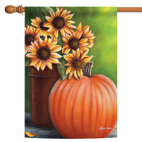 Orange and Green Fall Serenity Outdoor House Flag 40" x 28" - IMAGE 1