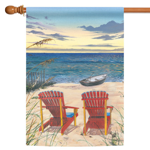 Blue and Red Adirondack Paradise Outdoor House Flag 40" x 28" - IMAGE 1