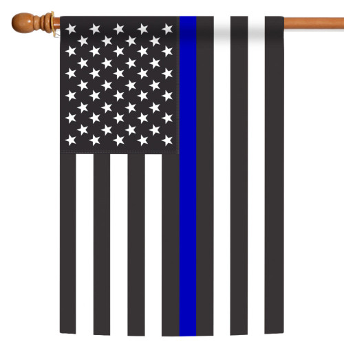 Black and Blue Thin Line USA Outdoor House Flag 40" x 28" - IMAGE 1