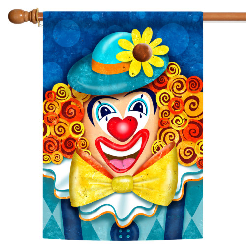 Blue and Yellow Clownin' Around Outdoor House Flag 40" x 28" - IMAGE 1