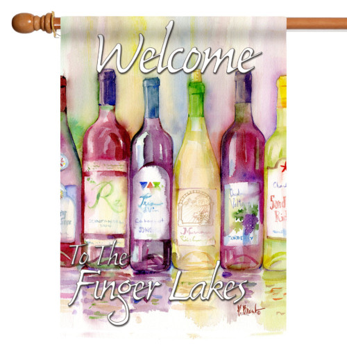 Purple and Red Welcome To The Finger Lakes Outdoor House Flag 40" x 28" - IMAGE 1