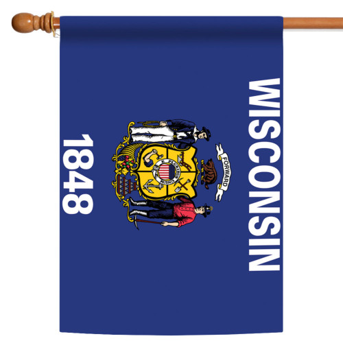 Blue and White Wisconsin State Outdoor House Flag 40" x 28" - IMAGE 1