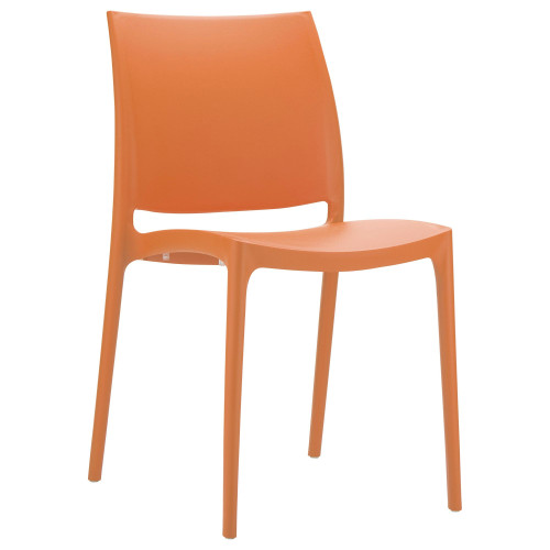 32" Orange Resin Solid Weather Resistant Outdoor Dining Chair - IMAGE 1