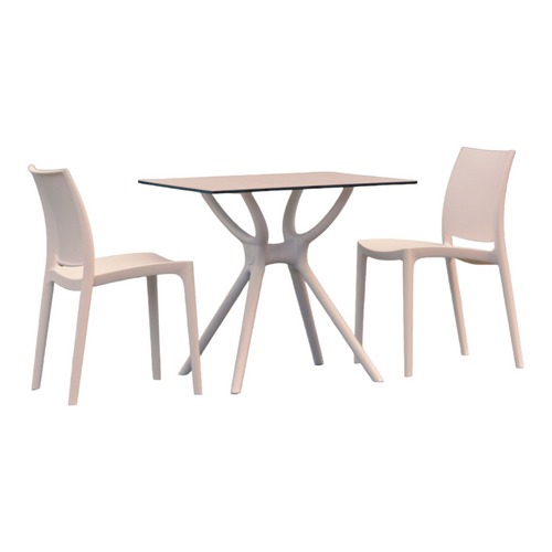 3-Piece White Recyclable Outdoor Patio Dining Set 32" - IMAGE 1