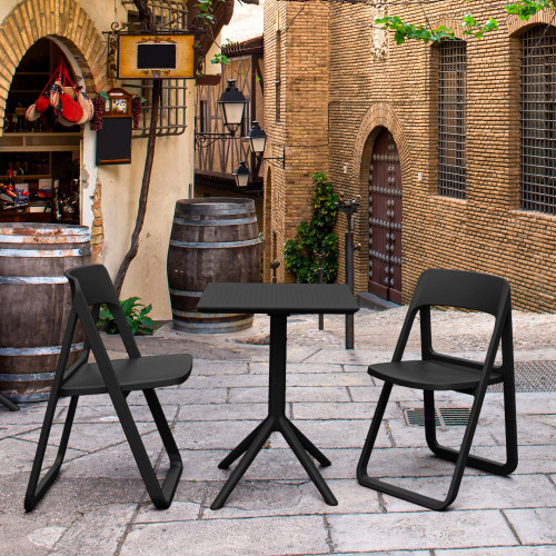 3 Piece Black Outdoor Patio Folding Bistro Set 32.25" - IMAGE 1
