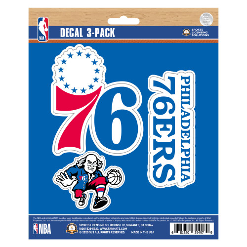 3ct NBA Philadelphia 76ers Automotive Decal Stickers 6.25” - IMAGE 1