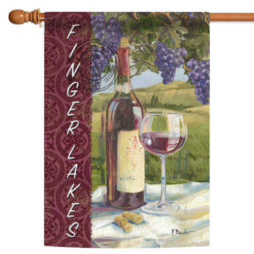 Red and Green Vino "Finger Lakes" Outdoor House Flag 40" x 28" - IMAGE 1