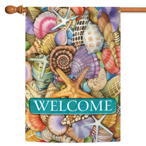 Shells of the Sea "Welcome" Outdoor House Flag 40" x 28" - IMAGE 1