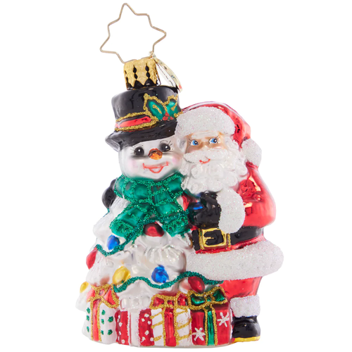 Christopher Radko A Frosty Duo Gem Glass Christmas Ornament 1021403 - IMAGE 1
