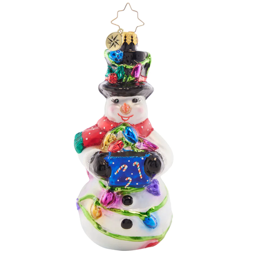 Christopher Radko Light The Night Snowman Glass Christmas Ornament 1021614 - IMAGE 1