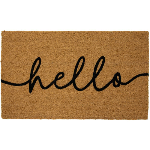 Natural Coir "Hello" Outdoor Doormat 18" x 30" - IMAGE 1
