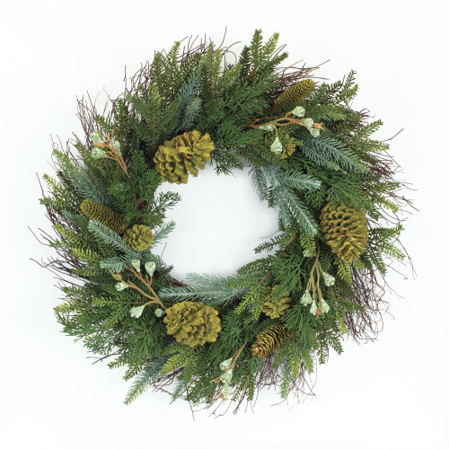 Mixed Pine Artificial Christmas Wreath - 23" - Unlit - IMAGE 1