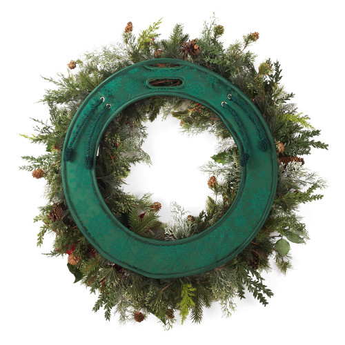 17" Basil Green Christmas Deluxe Door Saver Protective Wreath Pad - IMAGE 1