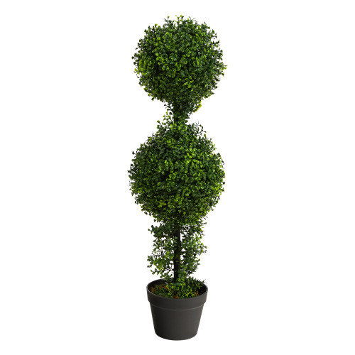 34" Boxwood Double Ball Topiary Artificial Potted Tree - IMAGE 1