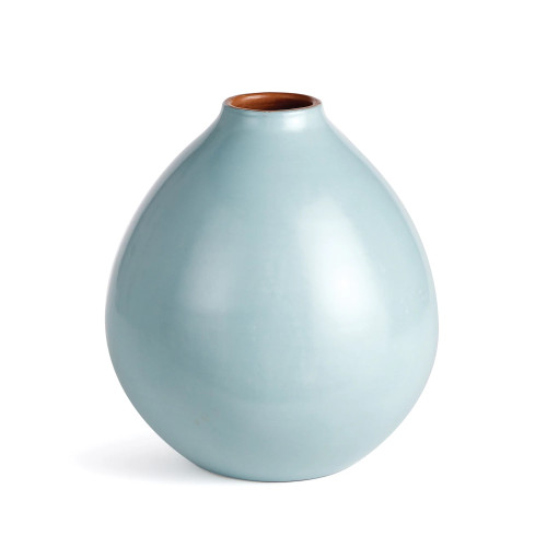 12" Blue Smooth Textured Medium Ceramic Vase - IMAGE 1