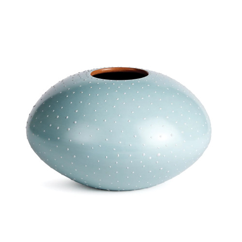 Medium Abstract Stippled Ceramic Vase - 13" - Blue - IMAGE 1