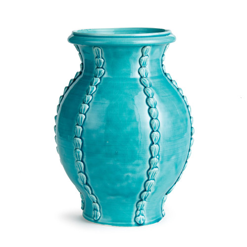 Linear Shell Ceramic Vase - 12.5"- Blue - IMAGE 1