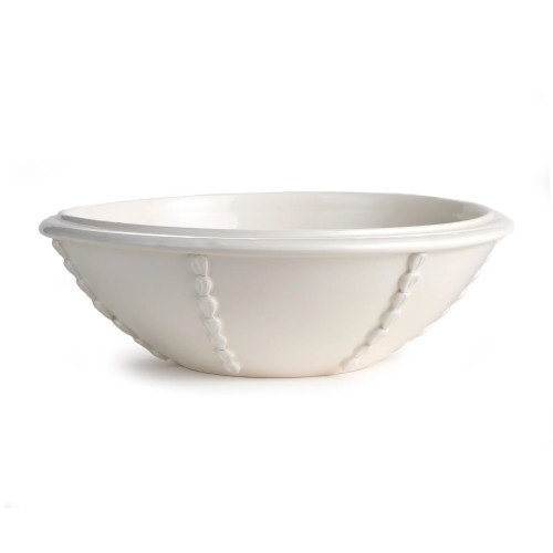 Round Handcrafted Ceramic Bowl - White - 15" - IMAGE 1