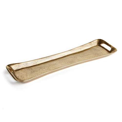 19.25" Gold Rectangular Aluminum Tray with Handles - IMAGE 1