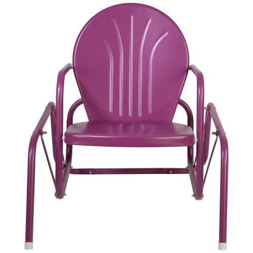 Outdoor Retro Metal Tulip Glider Patio Chair, Purple - IMAGE 1