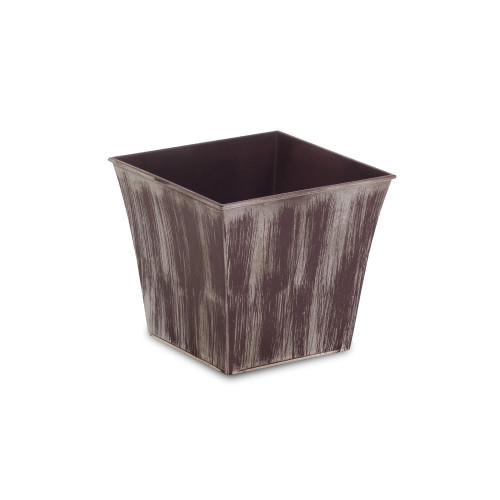 6.5" Brown and Ivory Square Tapered Planter - IMAGE 1