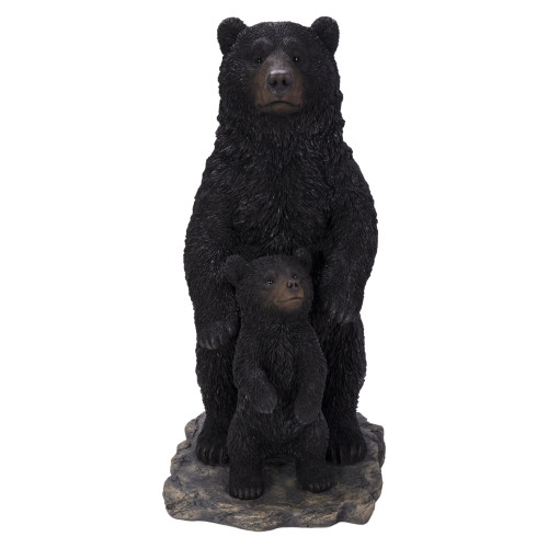 Mother and Baby Black Bears Outdoor Garden Statue - 24.5" - IMAGE 1