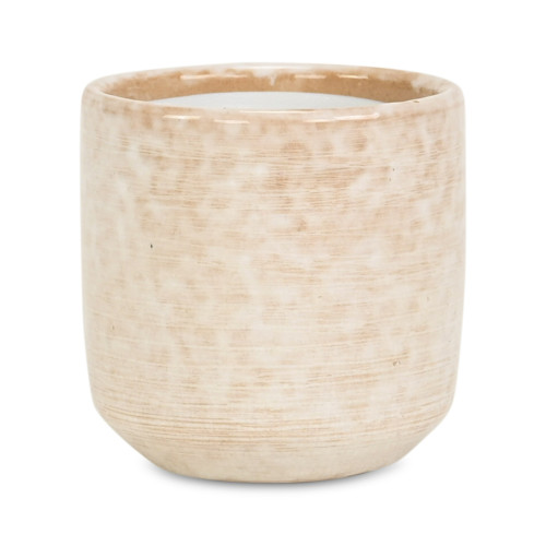 3.25" White Round Abstract Glazed Planter Pot - IMAGE 1