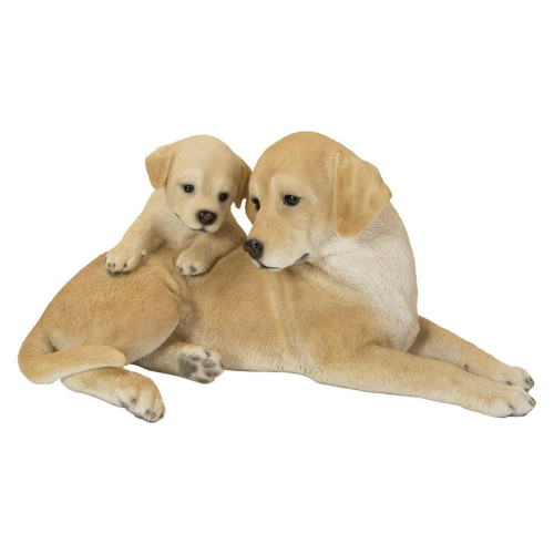 10.5" Mother and Baby Labrador Retriever Outdoor Garden Statue - IMAGE 1