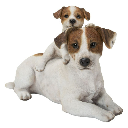 10.75" Baby Jack Russell with Mother Dog Outdoor Garden Statue - IMAGE 1