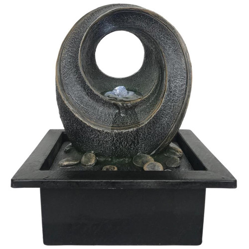 Bubbling Circle Tabletop Fountain - 10" - Black and Brown - IMAGE 1