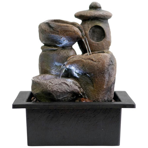 Nishi Tabletop Fountain - 10" - Black and Brown - IMAGE 1