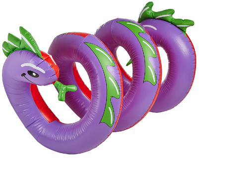 Inflatable Purple and Green Two Headed Curly Serpent Swimming Pool Float Toy, 96-Inch - IMAGE 1