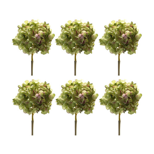 Set of 6 Green Hydrangea Floral Artificial Stems 22.75" - IMAGE 1