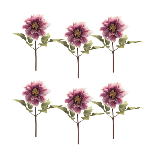 Set of 6 Purple Dahlia Floral Artificial Stems 16" - IMAGE 1