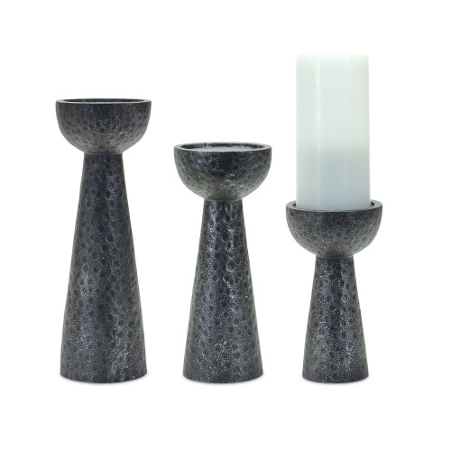 Set of 2 Hammered Candle Holders 11" - IMAGE 1