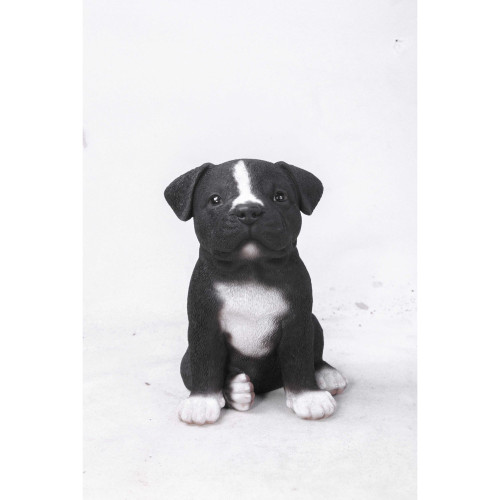 6.5" Sitting Staffordshire Pitbull Puppy Outdoor Garden Statue - IMAGE 1