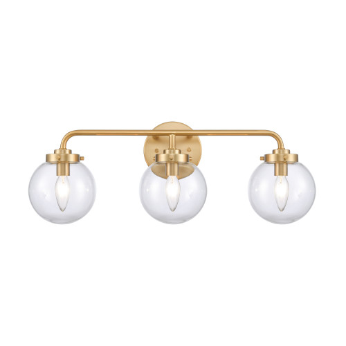 23.25" Brushed Gold and Clear Vanity 3-Light Fixtures - IMAGE 1