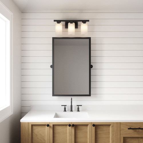 3-Light Vanity Mounted Light Fixtures - 22" - Matte Black - IMAGE 1