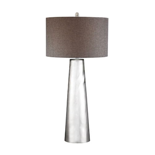 Tapered Cylinder Glass Table Lamp with Drum Shade - 37.5" - Silver and Gray - IMAGE 1