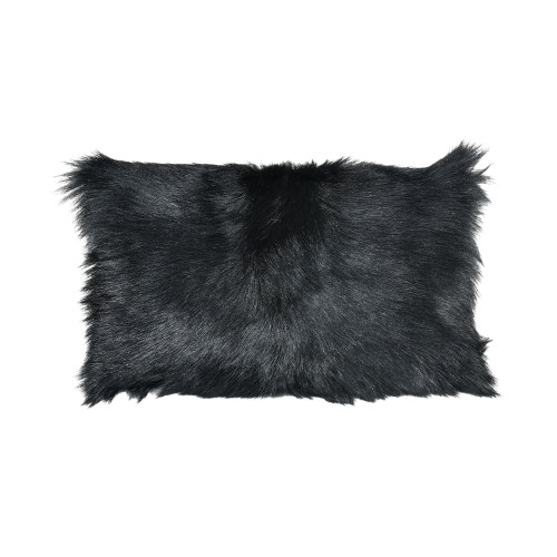 Lamb Fur Rectangular Throw Pillow - 20" - Black - IMAGE 1