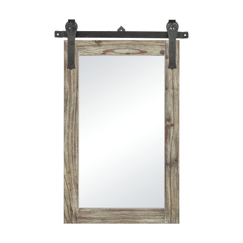 36" Brown Rectangular Shaped Wall Mirror with Wood Frame - IMAGE 1