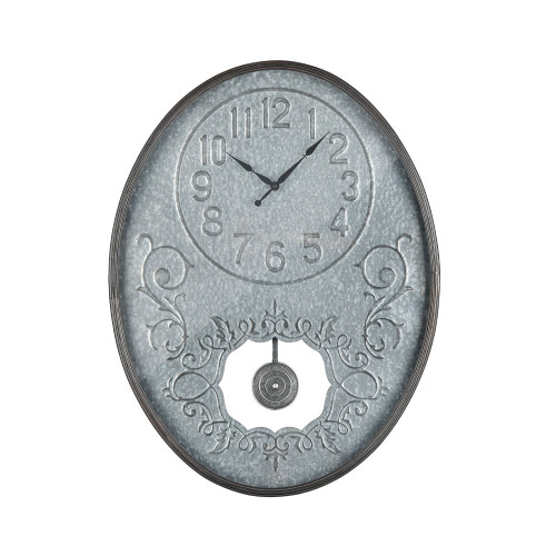 Galvanized Steel Oval Wall Clock - 32" - Gray - IMAGE 1