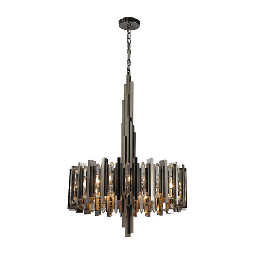 46" Matte Black and Polished Nickel Metal 8-Light Chandelier - IMAGE 1