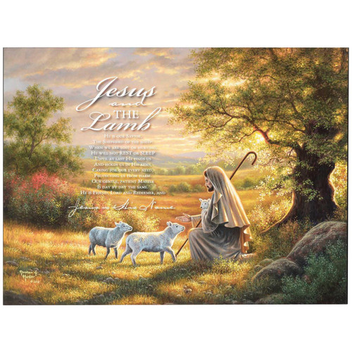 24" Brown and Green Jesus and the Lamb Wall Plaque - IMAGE 1