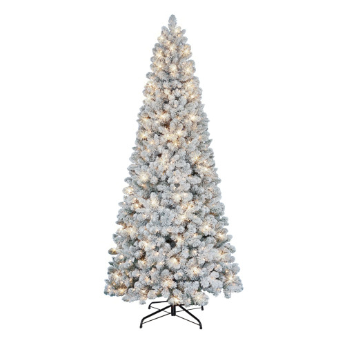 Pre-Lit Artificial Flocked Virginia Pine Christmas Tree - 9’ - Clear Lights - IMAGE 1