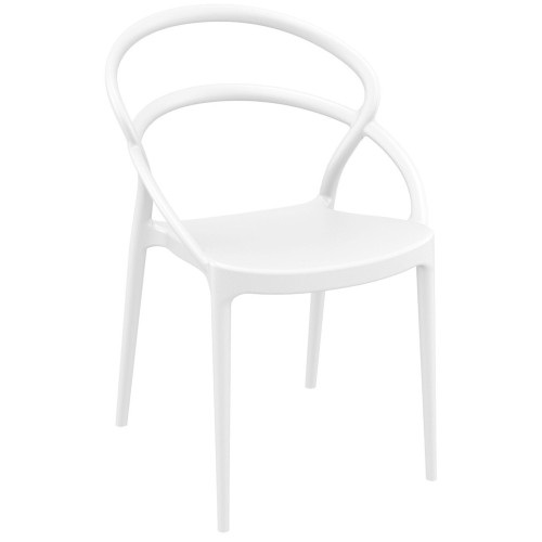 32.25" White Outdoor Patio Round Dining Chair - IMAGE 1