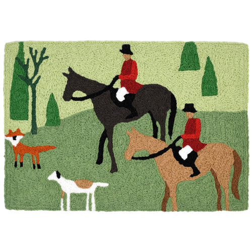 1.6' x 2.5' Fox Hunt Green and Black Rectangular Area Throw Rug - IMAGE 1