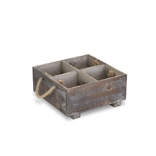 9.5" Brown 4 Section Square Garden Planter with Rope Handle - IMAGE 1