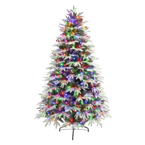 Pre-lit Flocked Halifax Artificial Christmas Tree - 7.5’ - Color Select Light - IMAGE 1